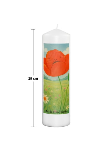 Mr. & Mrs. Panda Kerze Blume Mohnblume Design ohne Spruch in Weiß