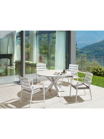 Beliani 9-tlg Gartentisch Set MALETTO/TAVIANO in Weiß/Grau/Beige