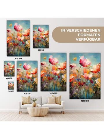 MuchoWow Leinwand Bilder Bunte Blumen