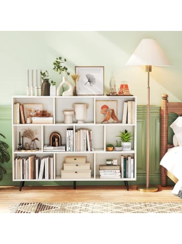COSTWAY Bücherregal mit Fächern in Weiß