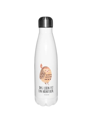 Mr. & Mrs. Panda Sport Trinkflasche Eule Federschmuck mit Spruch in Weiß
