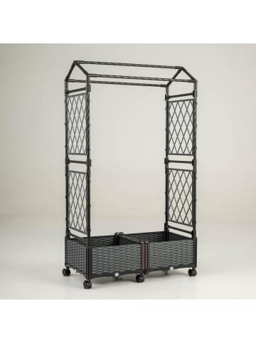 COSTWAY Blumenkasten mit Rankgitter & Dach 2 in 1 in Grau
