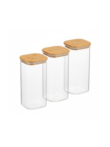 relaxdays 3 x Vorratsglas in Transparent/ Natur - 1500 ml