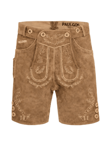 PAULGOS Lederhose Kurz Echtleder HK1 in Hellbraun