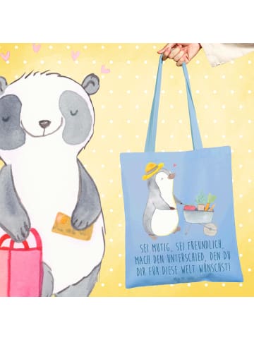 Mr. & Mrs. Panda totebag Freundlichkeiten verbreiten mit Spruch in Sky Blue