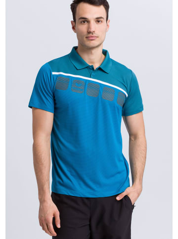 erima 5-C Poloshirt in oriental blue/colonial blue/weiss