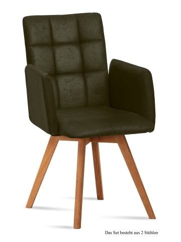 58 aufm Kessel ARMLEHNSTUHL (2er-Set) Dione 52x91x60 Eiche geölt/Khaki