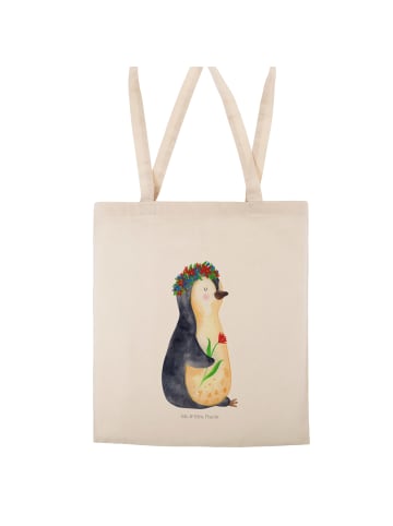 Mr. & Mrs. Panda Tasche Pinguin Blumen ohne Spruch in Creme