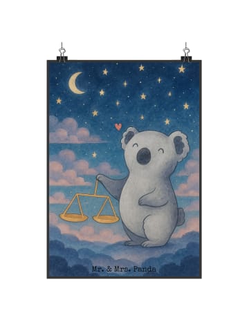 Mr. & Mrs. Panda Poster Waage Astrologie Design ohne Spruch in Weiß