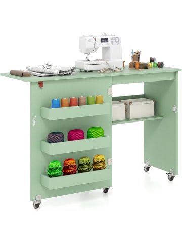 COSTWAY 2 in 1 Nähtisch Beistelltisch klappbar in Hellgrün