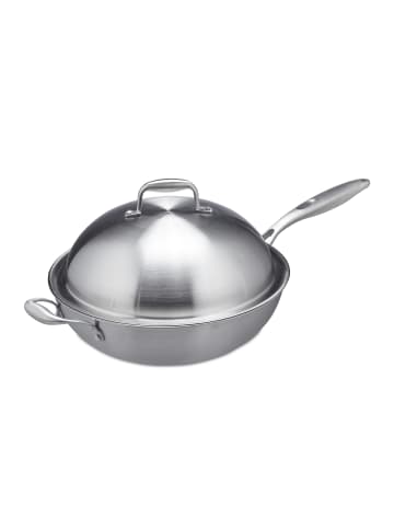 relaxdays Wok in Silber - Ø 32 cm