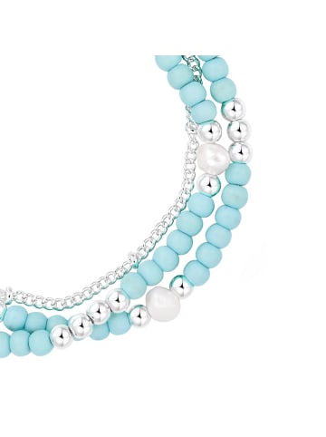 Yokoamii Armband aus Metall-Legierung mit Naturstein und Süßwasser-Zuchtperle in silber