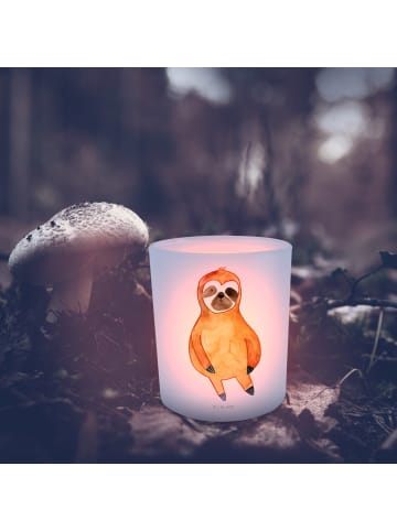 Mr. & Mrs. Panda Windlicht Faultier Zufrieden ohne Spruch in Transparent