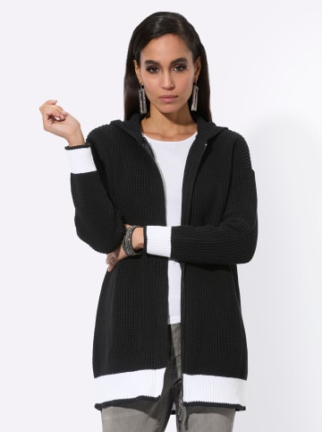 creation L Kapuzenstrickjacke in schwarz-weiß