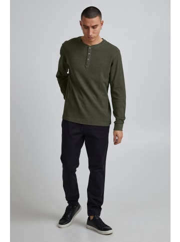 BLEND Langarm Basic Shirt Grandad Strickpullover mit Knöpfen BHNOBLE in Khaki