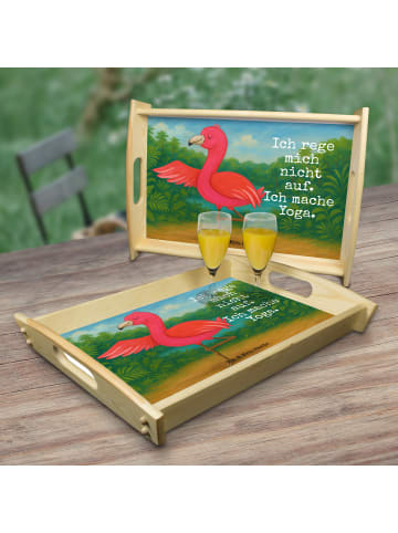 Mr. & Mrs. Panda Tablett Flamingo Yoga Design mit Spruch in Weiß