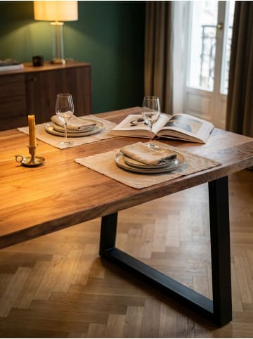 KADIMA DESIGN Esstisch Massiv, Familientisch Industrial Design, Baumkante