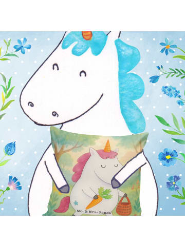 Mr. & Mrs. Panda Kopfkissen 40x40 Einhorn Vegan Design ohne Spruch in Weiß
