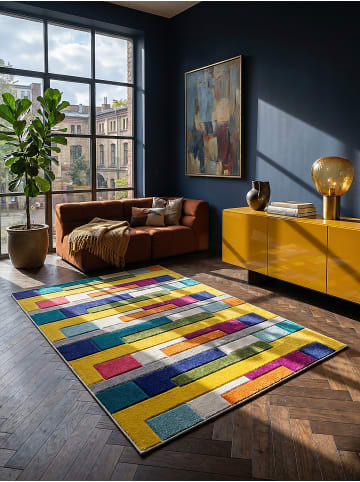 KADIMA DESIGN Langlebiger Designer-Teppich mit abstraktem Muster, maschinengewebt