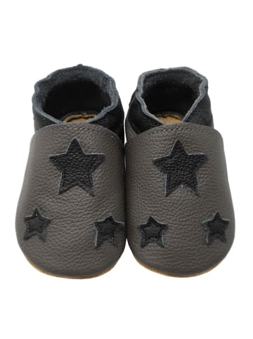 Yalion Leder-Krabbelschuhe "7 Sterne" in Grau