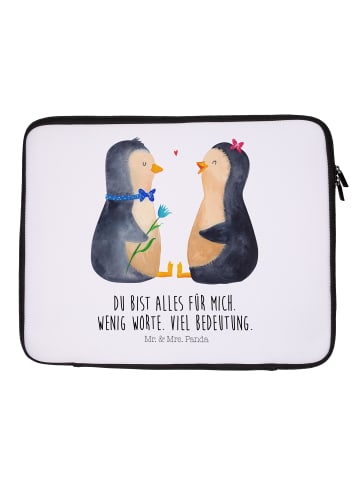 Mr. & Mrs. Panda Notebook Tasche Pinguin Pärchen mit Spruch in Weiß