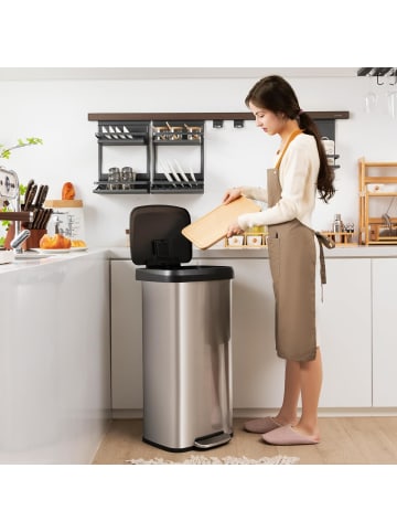 COSTWAY Mülleimer 68L in Silber