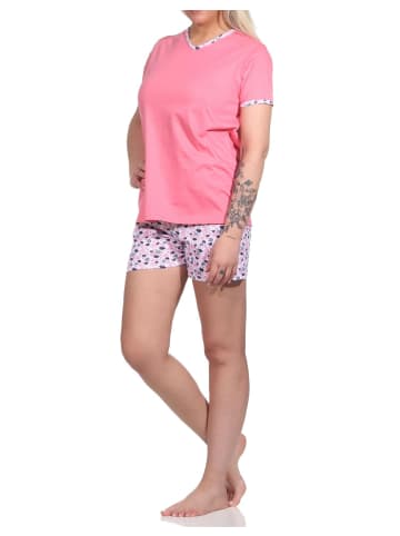 NORMANN Shorty kurzarm Schlafanzug floralem print - 74452 in pink