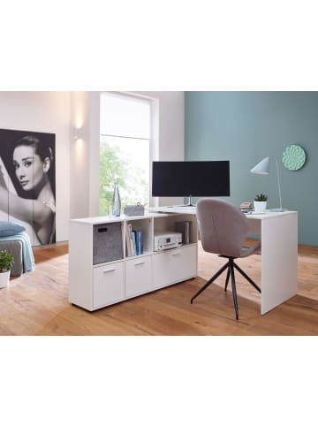 KADIMA DESIGN Eckschreibtisch mit Regal und Schubladen, 136x155,5 cm, ideal für Home Office