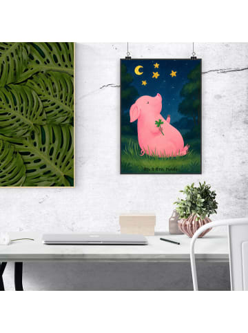 Mr. & Mrs. Panda Poster Schwein Glück Design ohne Spruch in Weiß