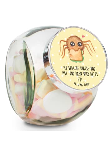 Mr. & Mrs. Panda Bonbonglas Spinne Agathe Sandwich mit Spruch in Gelb Pastell