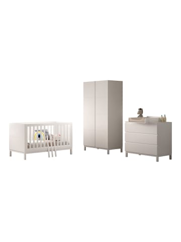 58 aufm Kessel BABYZIMMER SET Keely Kiefer weiß Baby-/Juniorbett Kommode Schrank