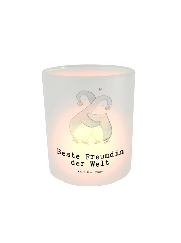 Mr. & Mrs. Panda Terrasse Windlicht Pinguin Beste Freundin der W... in Transparent