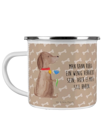 Mr. & Mrs. Panda Camping Emaille Tasse Hund Blume mit Spruch in Hundeglück