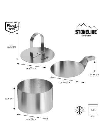Stoneline Dessertringe & Speiseringe Set, 8-tlg., Edelstahl, rund in Silber