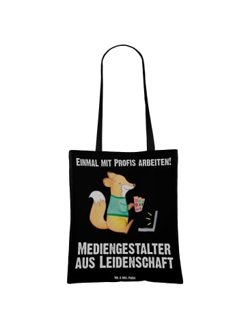 Mr. & Mrs. Panda Tote Bag Mediengestalter Leidenschaft mit Spruch in Schwarz
