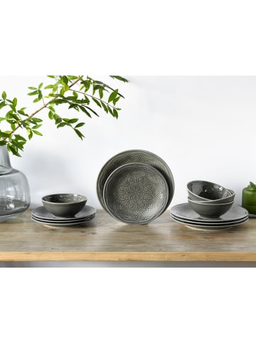 CreaTable Orient  Mandala Teller Set in Stein in Stein