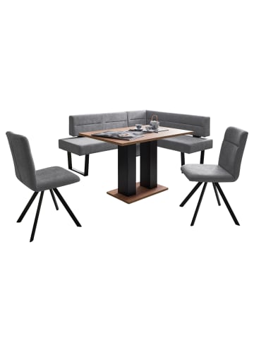 58 aufm Kessel ECKBANKGRUPPE Modern Doralyn 2 für 7 Personen Microfaser Schwarz/Braun