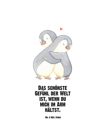 Mr. & Mrs. Panda Trinkflasche Pinguine Kuscheln mit Spruch in Weiß