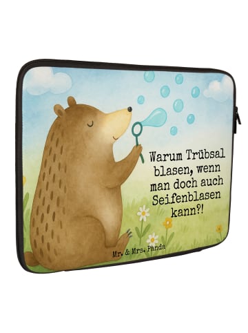 Mr. & Mrs. Panda Laptop Tasche Bär Seifenblasen Design mit Spruch in Weiß