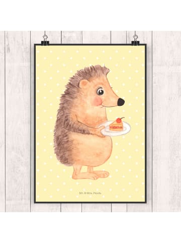 Mr. & Mrs. Panda Poster Igel Kuchenstück ohne Spruch in Gelb Pastell