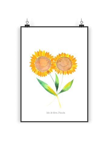 Mr. & Mrs. Panda Bild Blume Sonnenblume ohne Spruch in Weiß