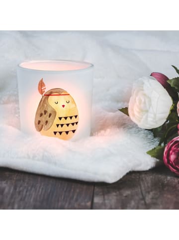 Mr. & Mrs. Panda Garten Windlicht Eule Federschmuck ohne Spruch in Transparent