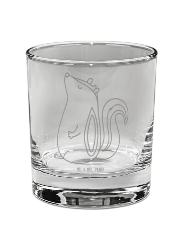 Mr. & Mrs. Panda Whiskey Glas Stinktier Sitzen ohne Spruch in Transparent