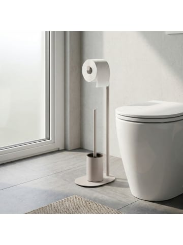 Zeller WC-Garnitur (Bürstenhalter und Toilettenpapierhalter) in Beige, 17 x 63 x 23 cm