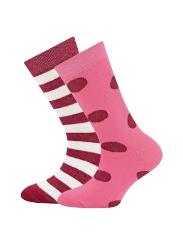 ewers 2er-Set Socken 2er Pack Punkte/Ringel in latte-sangria-wild orchidee