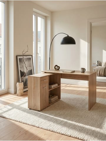 KADIMA DESIGN Schreibtisch Regal-Platte integriertes Regal flexibel aufstellbar in Beige