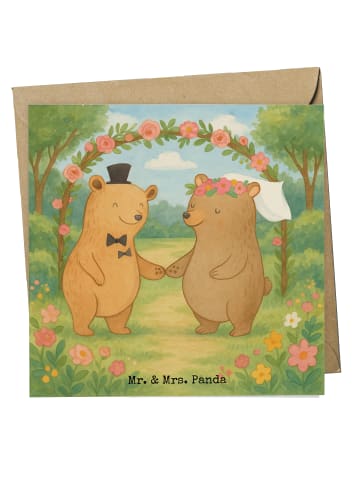 Mr. & Mrs. Panda Grußkarte Bären Heirat Design ohne Spruch in Weiß