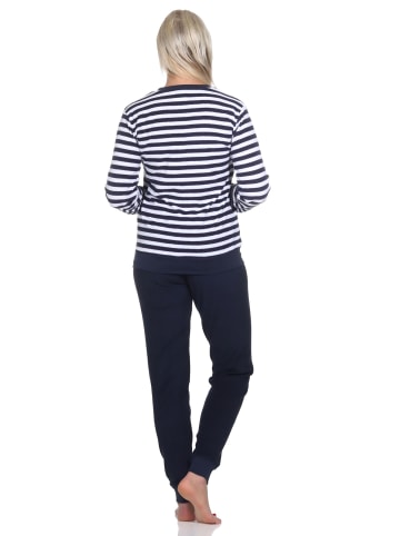 NORMANN Frottee Schlafanzug langarm Bündchen Sterne - 82897 in navy