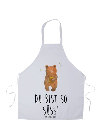 Mr. & Mrs. Panda Schürze Bär Honig mit Spruch in Weiß