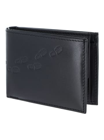 oxmox Leather Geldbörse RFID Schutz Leder 11 cm schwarz-footsteps 2.0